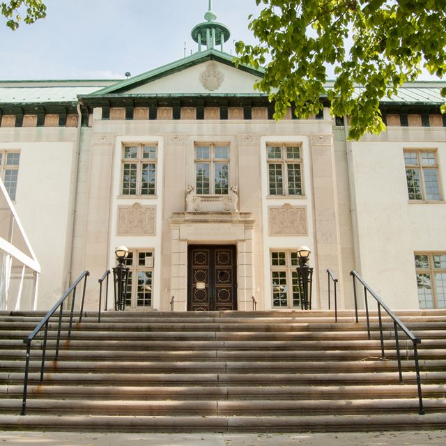 Front steps of the American Swedish Historical Museum